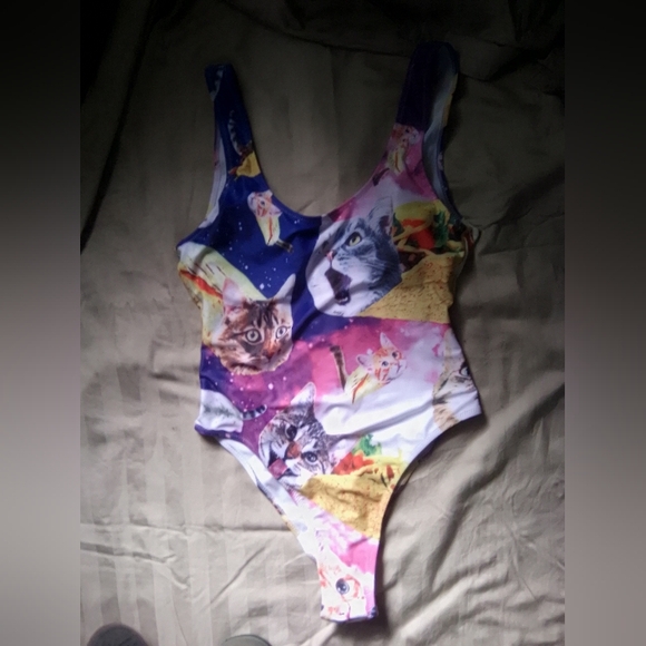 Colorful Cat Print Kids One Piece - Picture 1 of 2